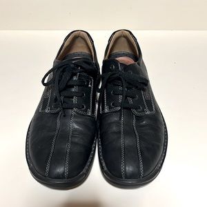 ECCO LIGHT Shock Point Oxford Black Leather Lace Up Comfort Sz 10/10.5 US 44 EU